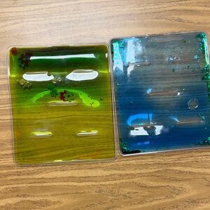 Liquid Glitter Sensory Squares - Green & Blue